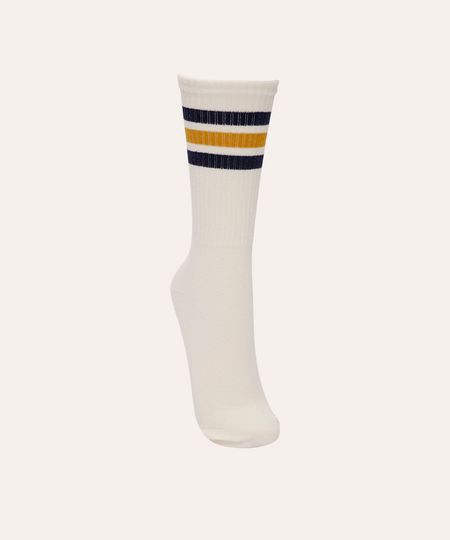 meia cano longo listrada off white 41-43