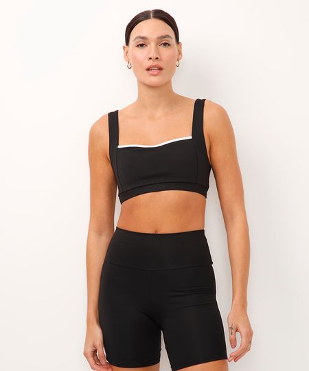 top decote coração bicolor esportivo ace preto P