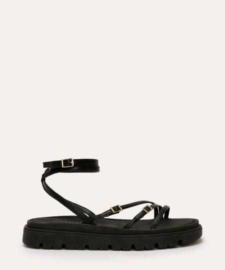 sandália flatform tiras finas oneself preto 35