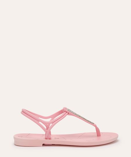 sandália infantil grendha bela com brilho rosa 28