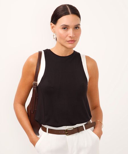 regata de viscose bicolor preta PP