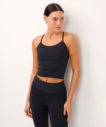 regata cropped decote nadador esportiva ace preta G