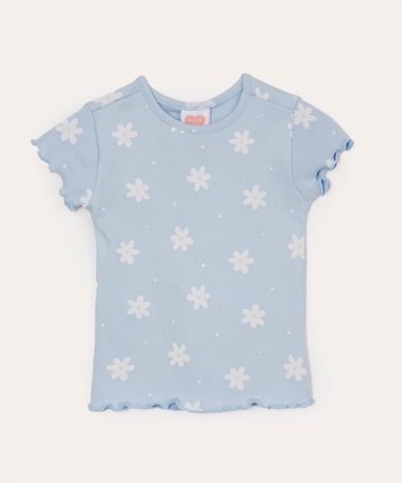 blusa infantil de algodão margarida fru fru azul 1