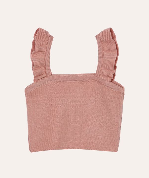cropped infantil de tricot alça babado rosa 10