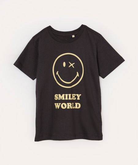 camiseta infantil de algodão smileyworld cinza 4 camiseta infantil de algodão smileyworld cinza 4