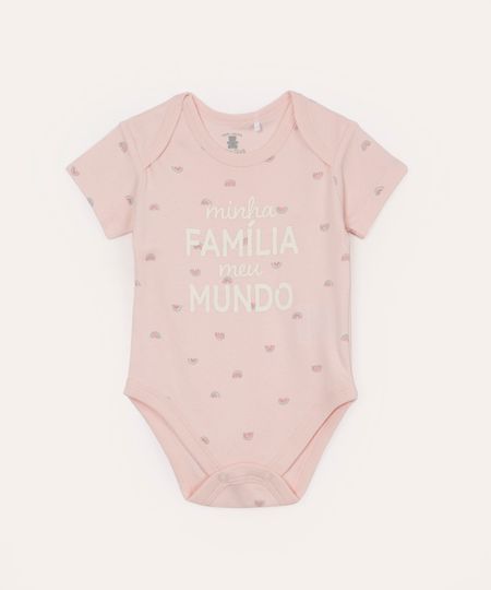 body infantil de algodão minha família rosa 18-24