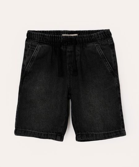 bermuda jeans infantil cós elástico preto 12