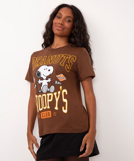 camiseta de algodão snoopy marrom G camiseta de algodão snoopy marrom G