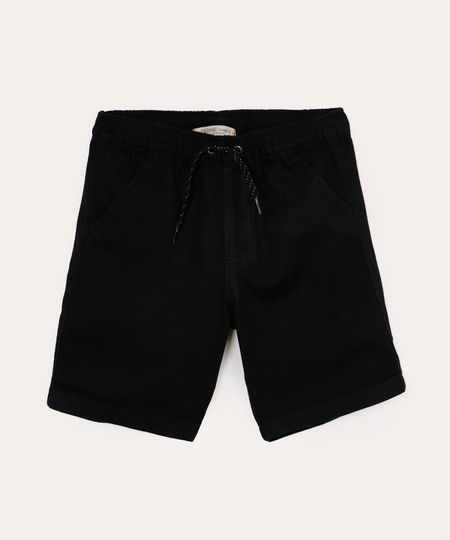 bermuda de sarja infantil cós com elástico e cordão preto 6