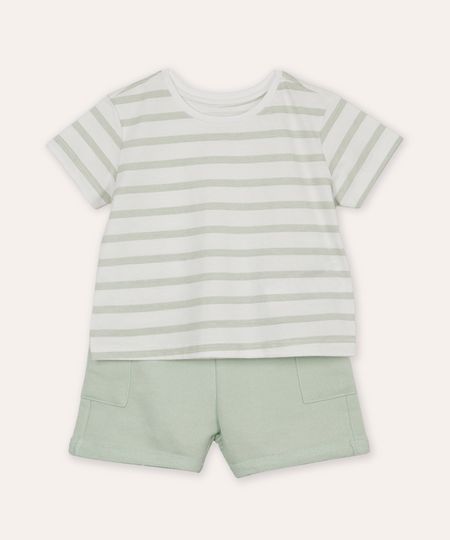 conjunto infantil listrado com short verde 3