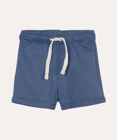 short infantil de moletom cós com cordão azul 0-3