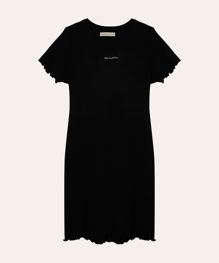 vestido juvenil curto bordado think positive preto 10