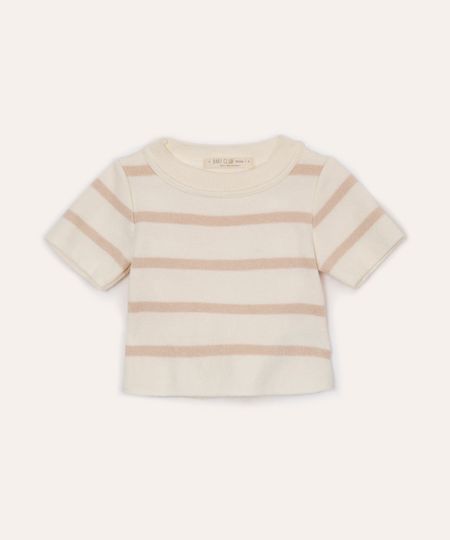 blusa infantil de tricot listrada manga curta bege 5 blusa infantil de tricot listrada manga curta bege 5