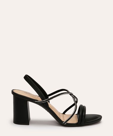 sandália tira strass salto alto dakota preto 37