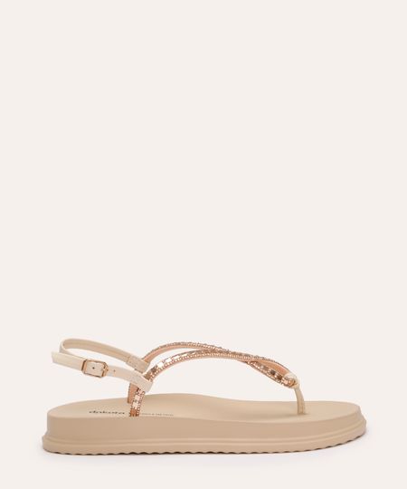 rasteirinha flat tira strass dakota bege 34