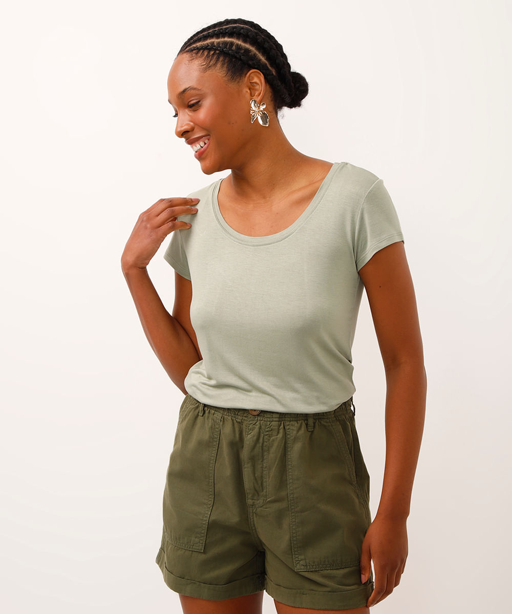 camiseta de viscose manga curta verde