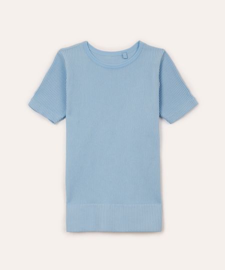blusa infantil de poliamida canelada manga curta azul 4