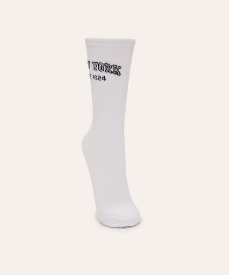 meia cano longo college new york branco 41-43