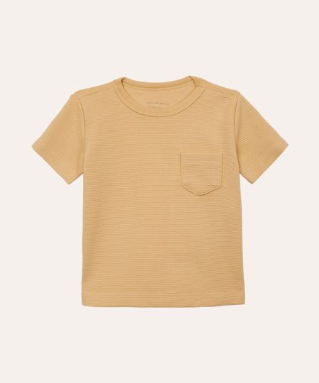 camiseta infantil texturizada com bolso manga curta amarela 3