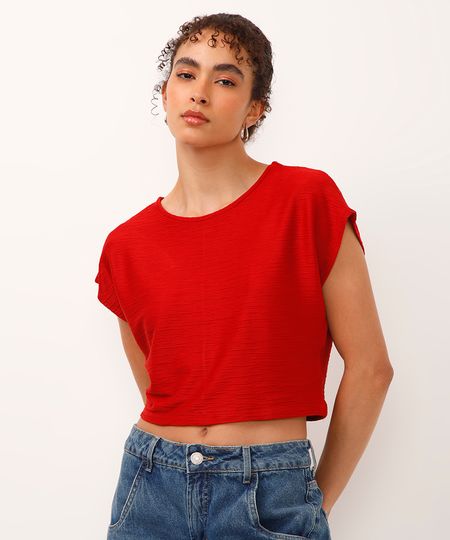 cropped de viscose texturizada vermelho PP cropped de viscose texturizada vermelho PP