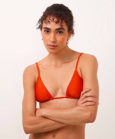 biquíni top cortininha bojo removível proteção uv laranja P