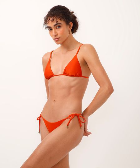 biquíni calcinha tanga com laço proteção uv laranja G