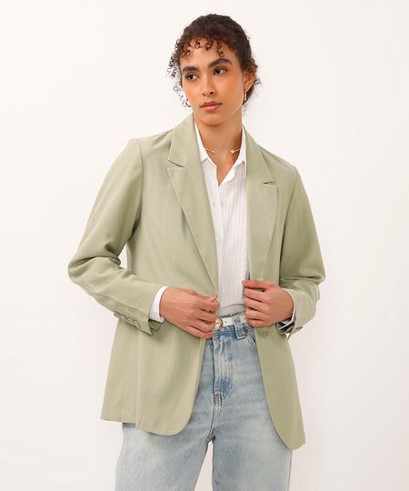 blazer de viscose alongado - verde médio M