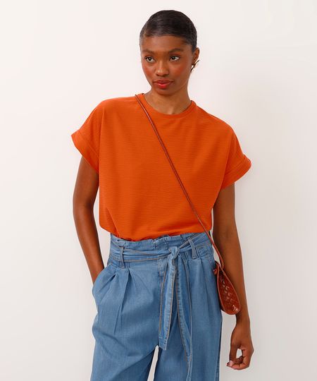 camiseta manga japonesa texturizada laranja P camiseta manga japonesa texturizada laranja P