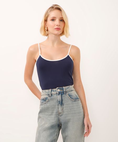blusa de algodão peruano bicolor azul G