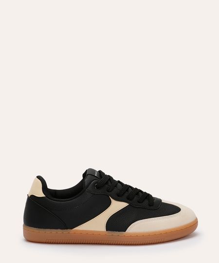 tênis casual com recortes bicolor mindset preto 34