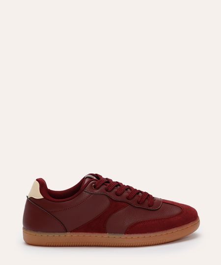 tênis casual com recortes bicolor mindset vinho 34
