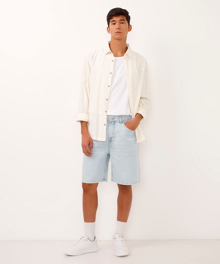 bermuda baggy jeans azul 40