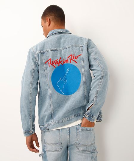 jaqueta trucker oversized jeans rock in rio azul M