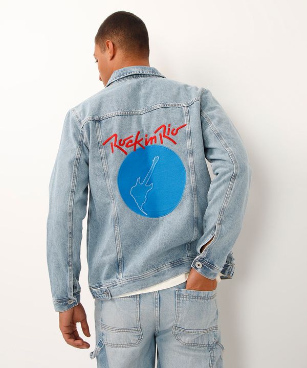 jaqueta trucker oversized jeans rock in rio azul P