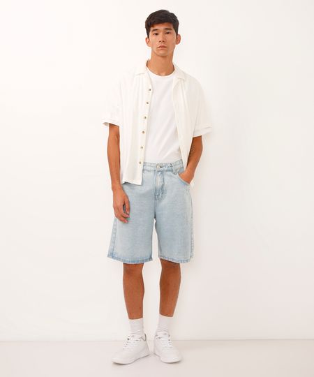 bermuda baggy jeans destroyed azul 38