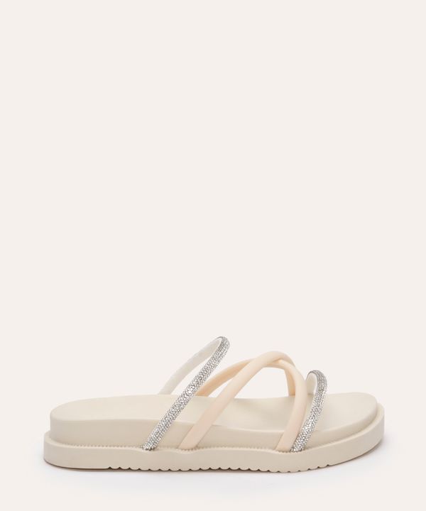 sandália flatform infantil com strass off white 31-32