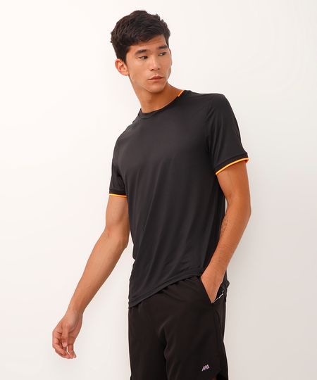 camiseta com contraste manga curta esportiva ace preta M