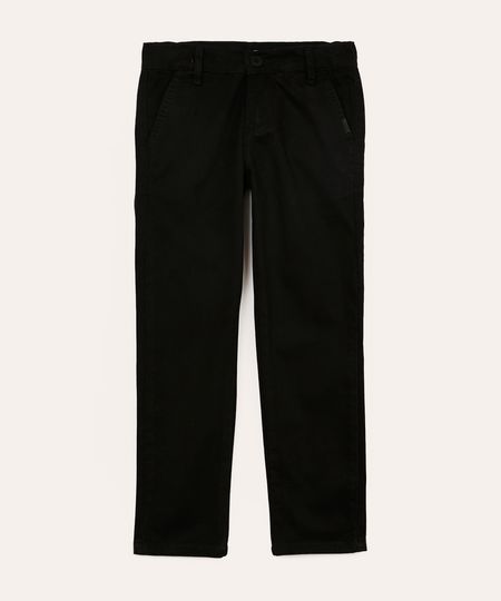 calça slim de sarja infantil com bolsos chino preto 4 calça slim de sarja infantil com bolsos chino preto 4