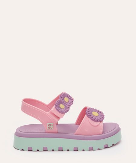 sandália infantil flower zaxy rosa 20