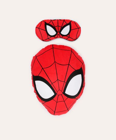 almofada homem aranha com máscara de dormir vermelho UNICO