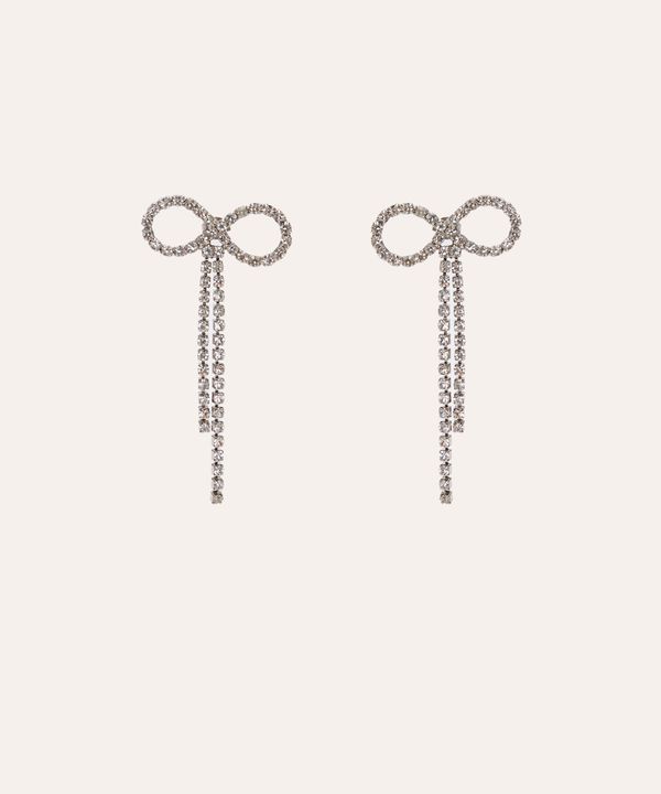 brinco de laço com strass prateado UNICO