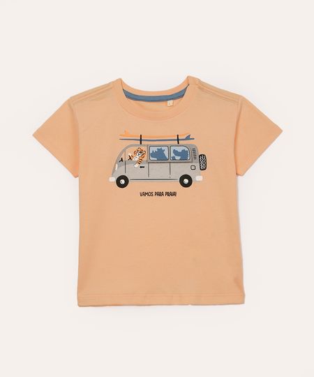camiseta de algodão infantil bichos laranja 5