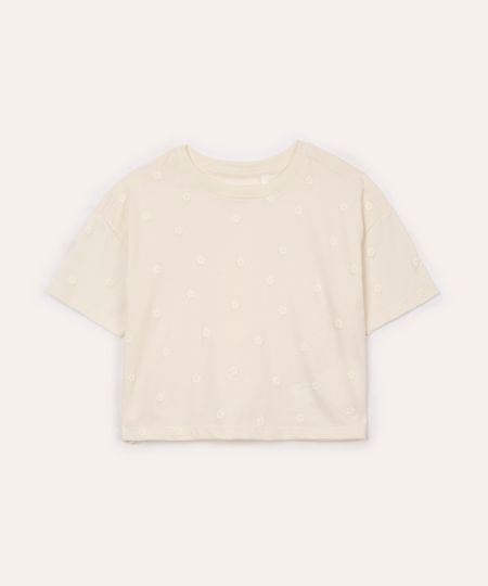 camiseta infantil manga curta floral off white 10 camiseta infantil manga curta floral off white 10