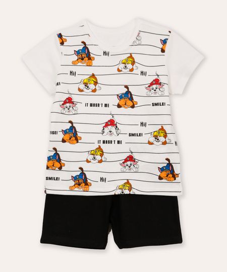 conjunto de algodão infantil patrulha canina off white 2