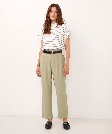 calça slouchy de viscose cós elástico verde 36