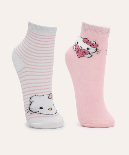 Kit de 2 Meias Infantis Cano Médio Hello Kitty  Multicor 22-25 Kit de 2 Meias Infantis Cano Médio Hello Kitty  Multicor 22-25