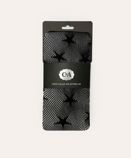 meia calça arrastão estrelas preta UNICO