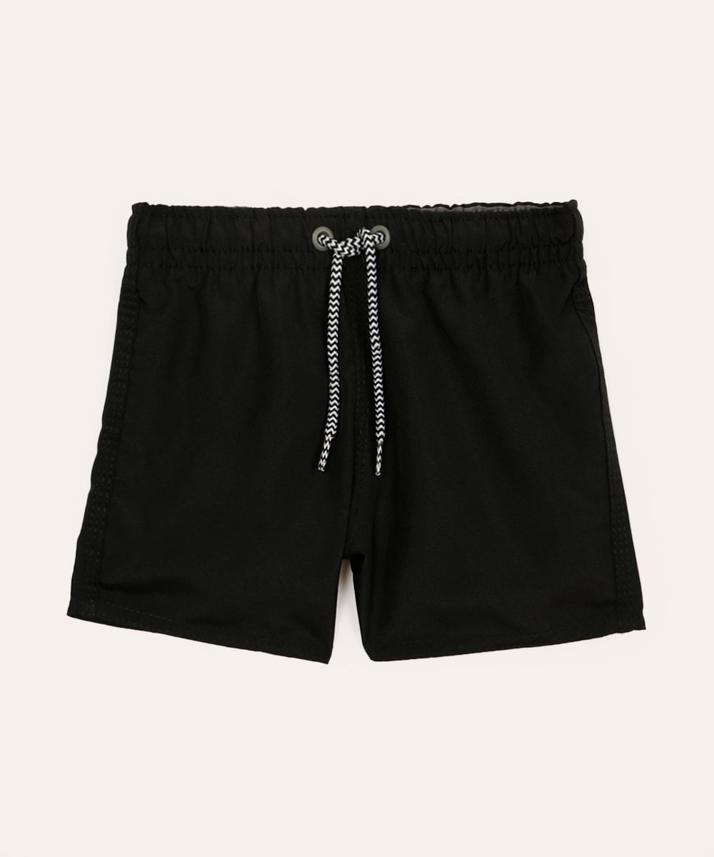 bermuda surf infantil com bolso preto