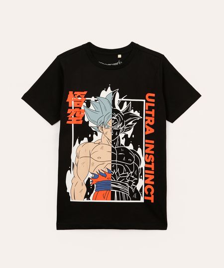 camiseta juvenil de algodão dragon ball manga curta preta 12 camiseta juvenil de algodão dragon ball manga curta preta 12