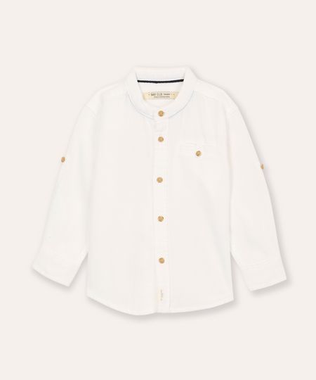 camisa infantil manga longa gola padre azul claro - branco 2